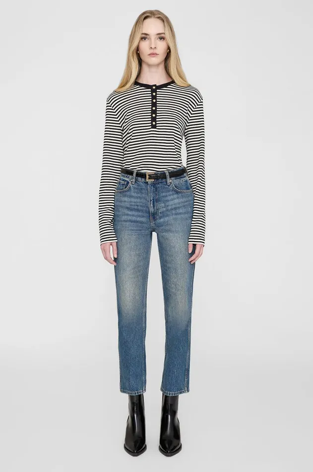 TShirts Sweatshirts Women ANINE BING Alessia Long Sleeve Tee 8211 Cream And Black Stripe