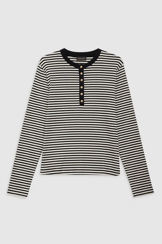 TShirts Sweatshirts Women ANINE BING Alessia Long Sleeve Tee 8211 Cream And Black Stripe