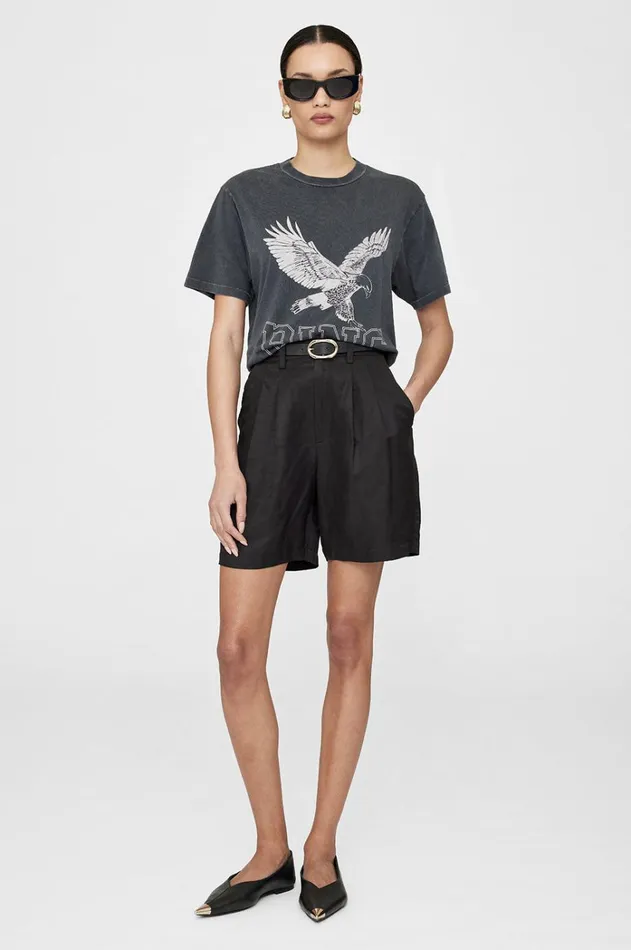 TShirts Sweatshirts Women ANINE BING Lili Tee Retro Eagle 8211 Washed Black
