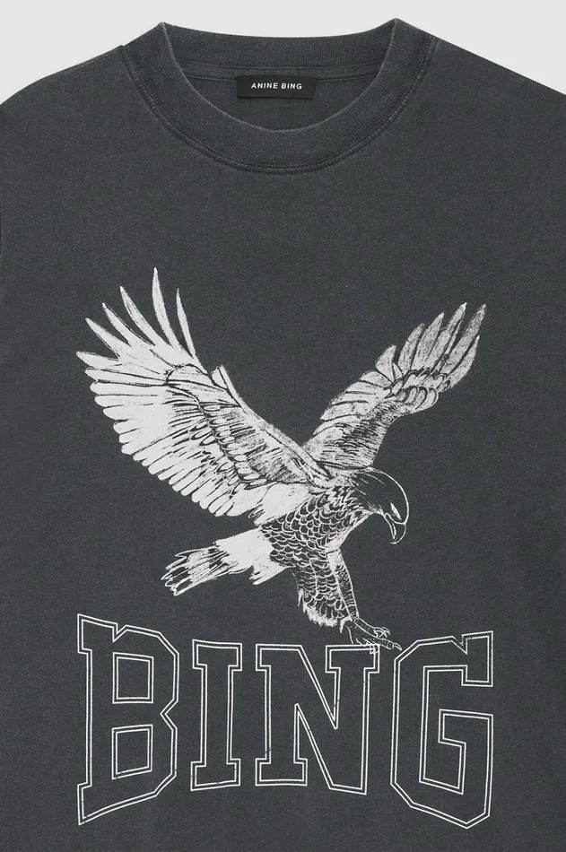 TShirts Sweatshirts Women ANINE BING Lili Tee Retro Eagle 8211 Washed Black