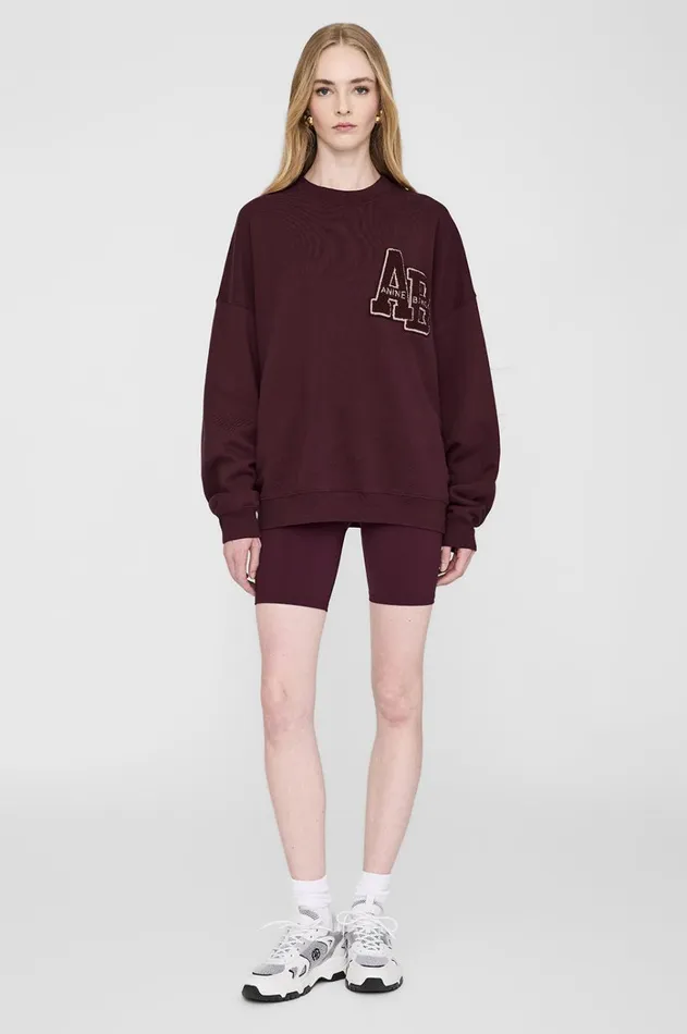 TShirts Sweatshirts Women ANINE BING Miles Oversized Sweatshirt Letterman In Dark Burgundy ANINE BING