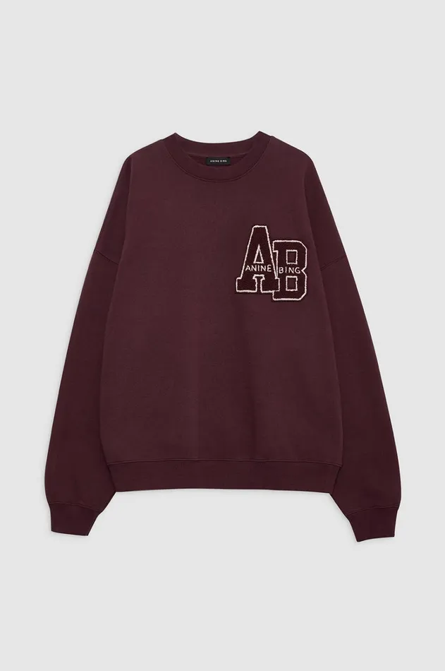 TShirts Sweatshirts Women ANINE BING Miles Oversized Sweatshirt Letterman In Dark Burgundy ANINE BING