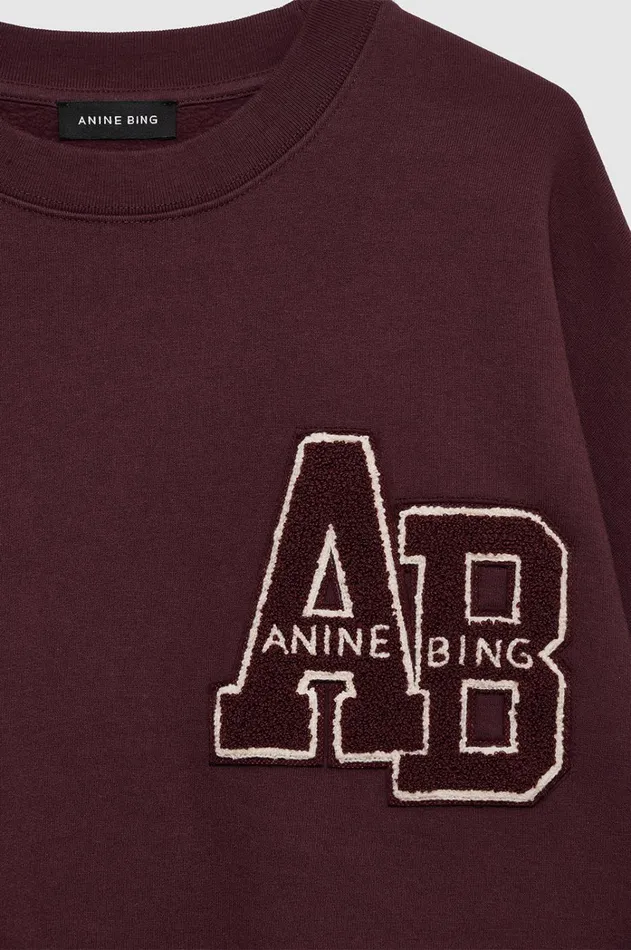 TShirts Sweatshirts Women ANINE BING Miles Oversized Sweatshirt Letterman In Dark Burgundy ANINE BING