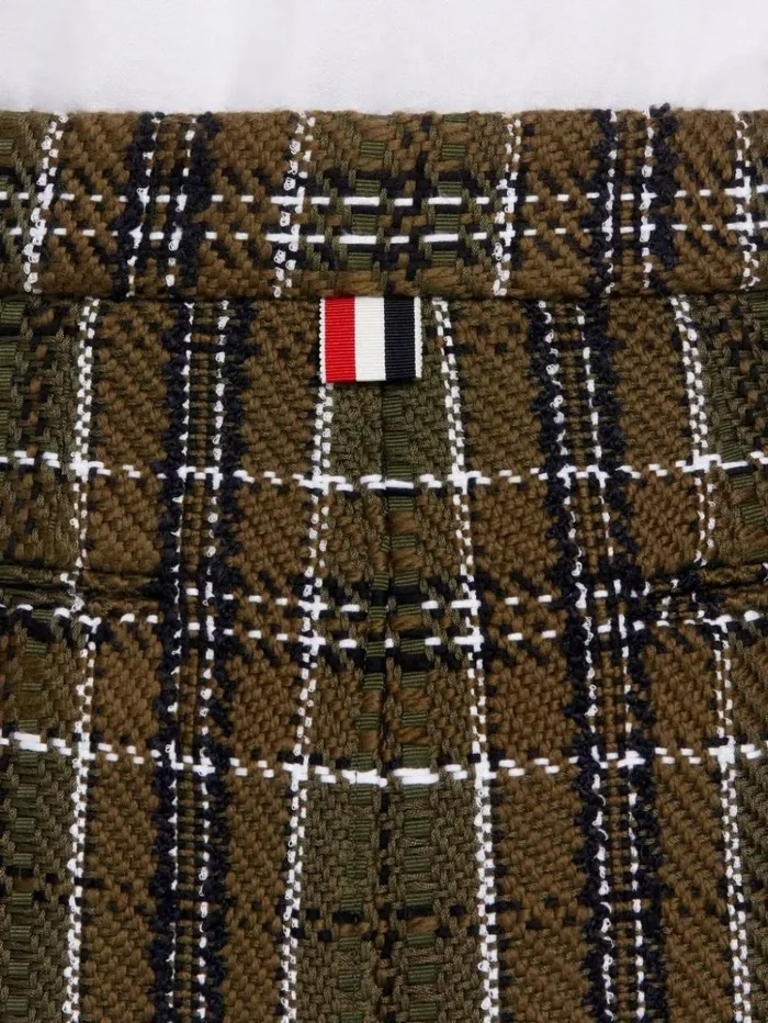 Tartan Check Tweed Frayed Belowtheknee Sack Skirt Dark Green Women Thom Browne Skirts