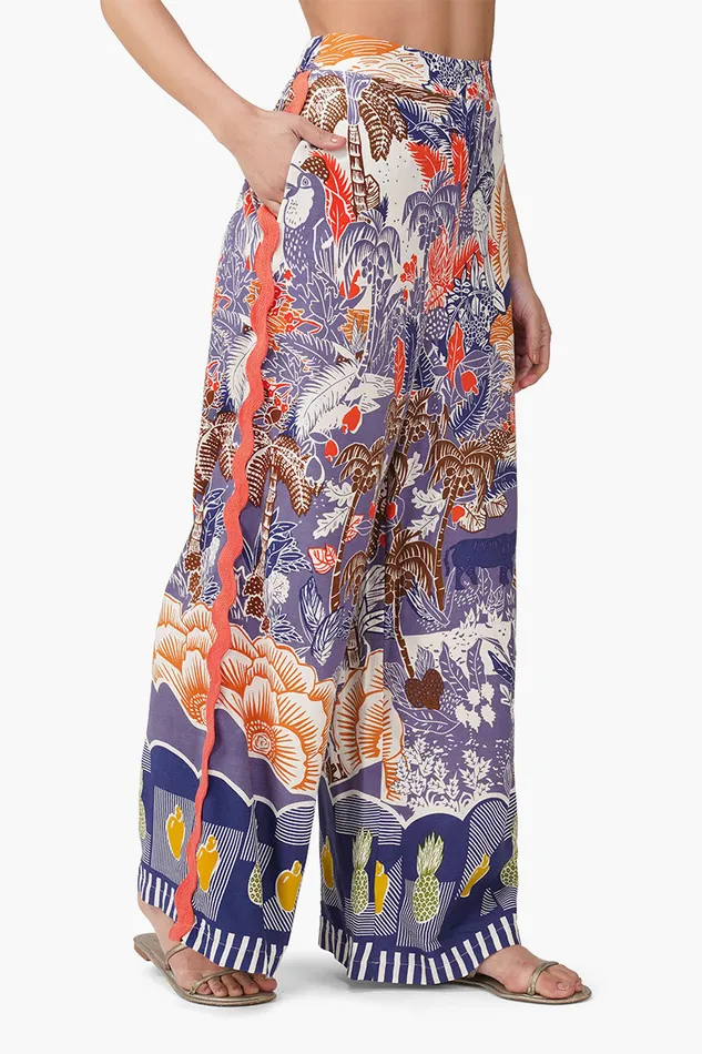 Taste of Blue Tropics Flaired Pants Taste of Blue Tropics Flaired Pants