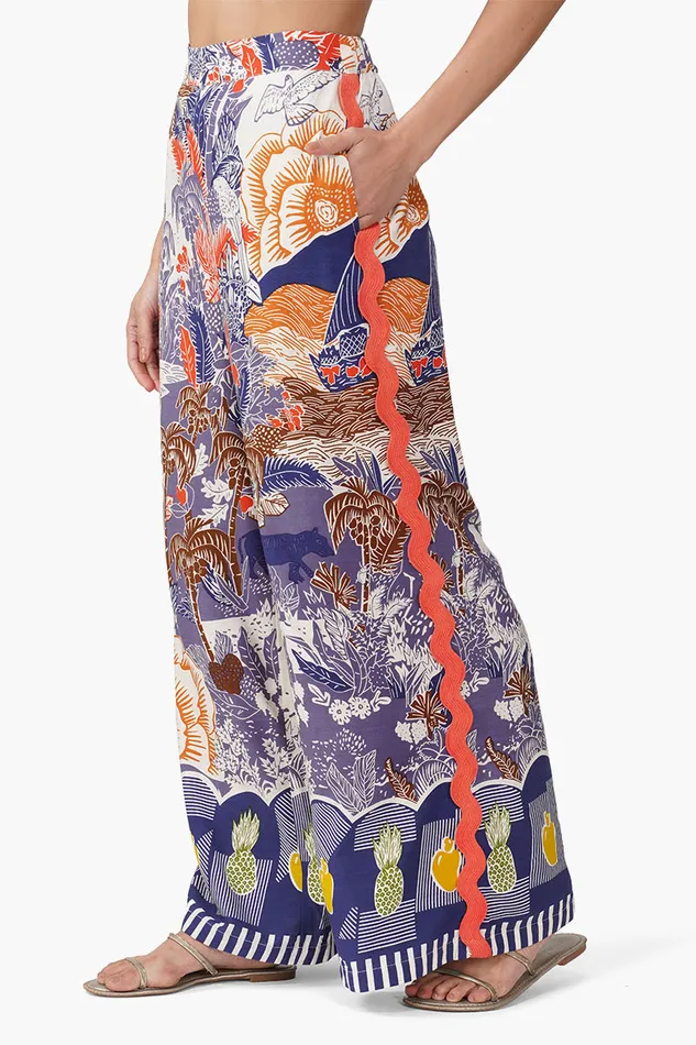 Taste of Blue Tropics Flaired Pants Taste of Blue Tropics Flaired Pants