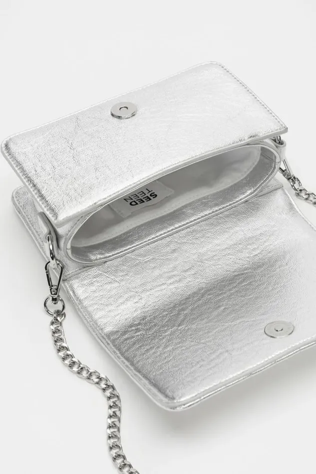 Teen Bags Seed Heritage Metallic Clutch Bag Silver