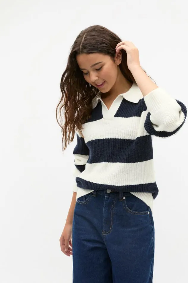 Teen Essentials Seed Heritage Polo Knit Sweater New Navy