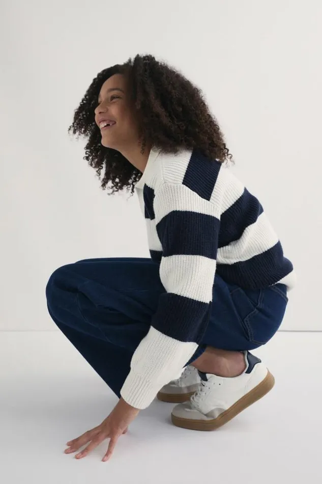 Teen Essentials Seed Heritage Polo Knit Sweater New Navy