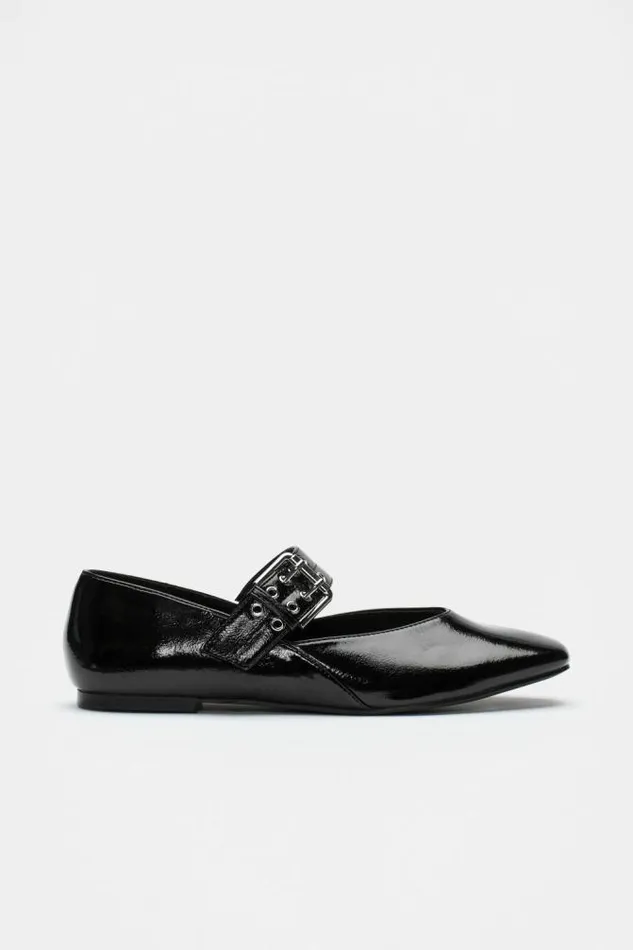 Teen Sandals and Slides Seed Heritage Buckle Ballet Flat Black