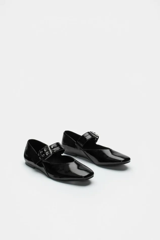 Teen Sandals and Slides Seed Heritage Buckle Ballet Flat Black