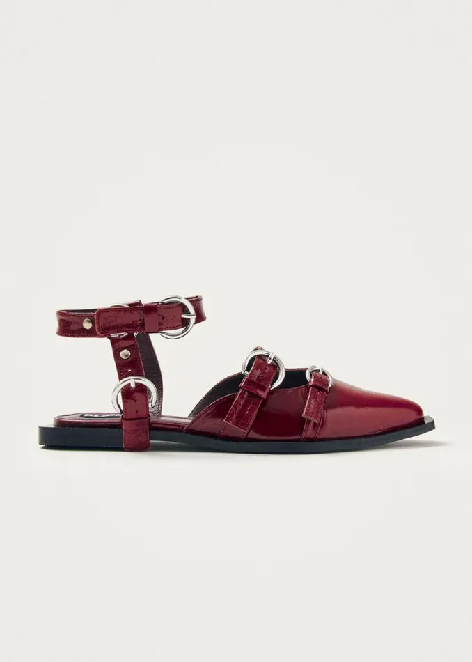 Thalara Onix Burgundy Leather Ballet Flats Women ALOHAS Ballet Flats