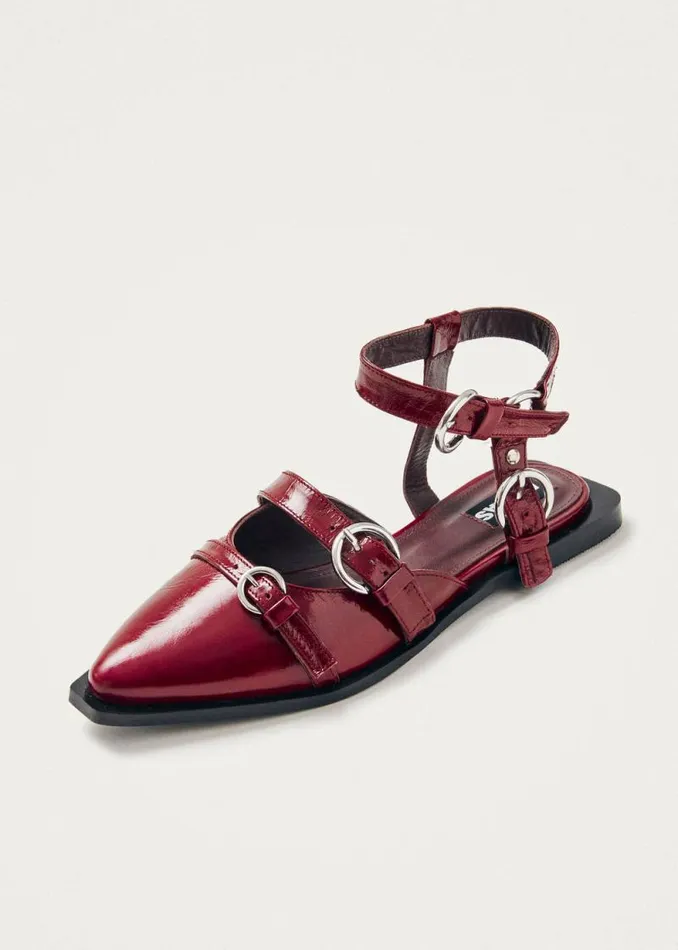 Thalara Onix Burgundy Leather Ballet Flats Women ALOHAS Ballet Flats