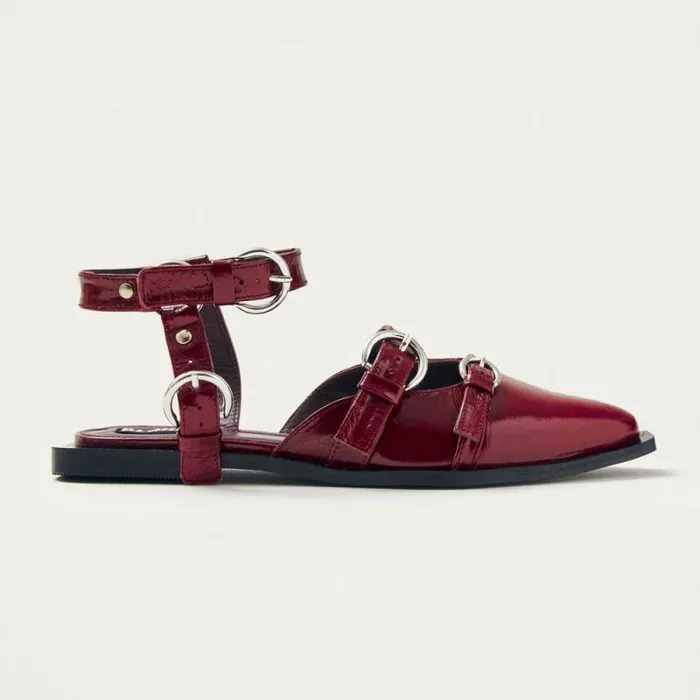 Thalara Onix Burgundy Leather Ballet Flats Women ALOHAS Ballet Flats