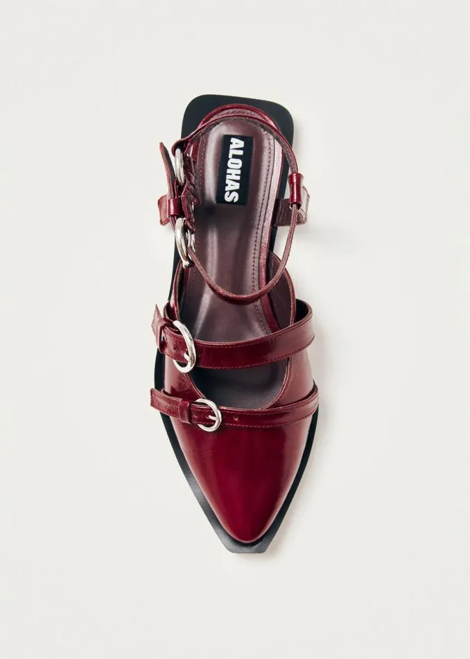 Thalara Onix Burgundy Leather Ballet Flats Women ALOHAS Ballet Flats