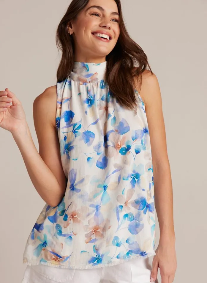 Tie Back Halter Top 8211 Malibu Floral Print Women Bella Dahl Sleeveless