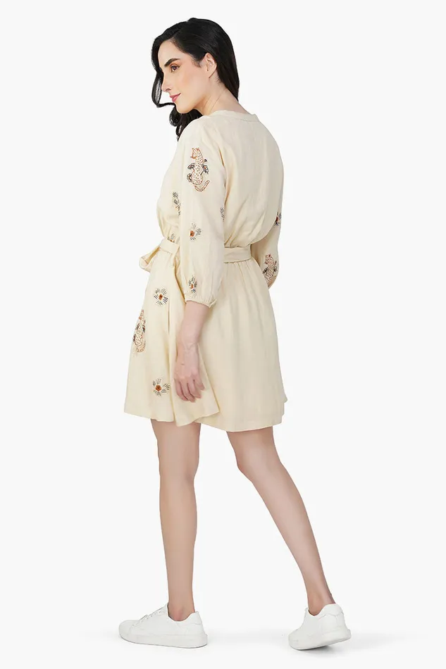 Tiger Bone Floret Embroidered Short Dress Tiger Bone Floret Embroidered Short Dress