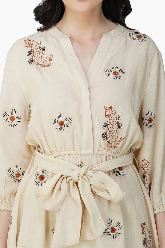 Tiger Bone Floret Embroidered Short Dress Tiger Bone Floret Embroidered Short Dress