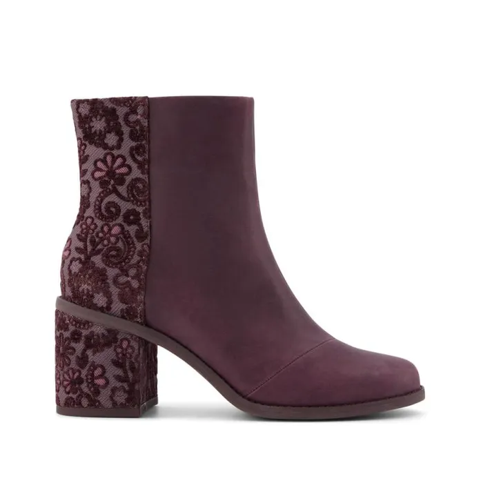 Toms Boots and Booties Evelyn Heeled Boot Blackberry Leather Brocade 8211 Women Toms Boots and Booties Evelyn Heeled Boot Blackberry Leather Brocade 8211 Women