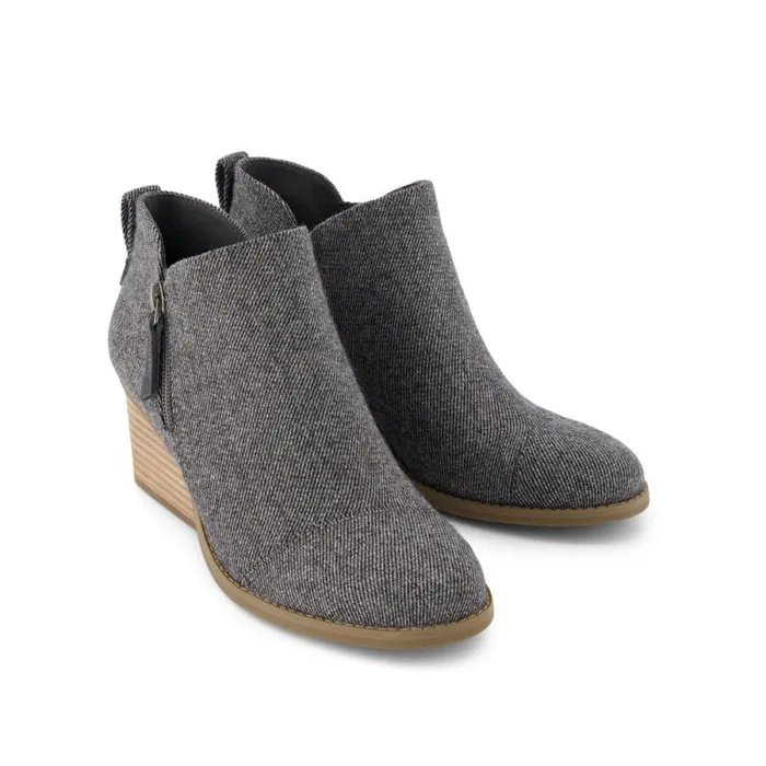 Toms Boots and Booties Goldie Wedge Boot Dark Grey Shimmer Twill 8211 Women Toms Boots and Booties Goldie Wedge Boot Dark Grey Shimmer Twill 8211 Women