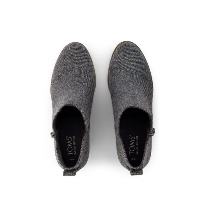 Toms Boots and Booties Goldie Wedge Boot Dark Grey Shimmer Twill 8211 Women Toms Boots and Booties Goldie Wedge Boot Dark Grey Shimmer Twill 8211 Women