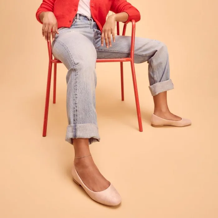 Toms Flats and Loafers Briella Flat Pale Rose Metallic Suede 8211 Women Toms Flats and Loafers Briella Flat Pale Rose Metallic Suede 8211 Women