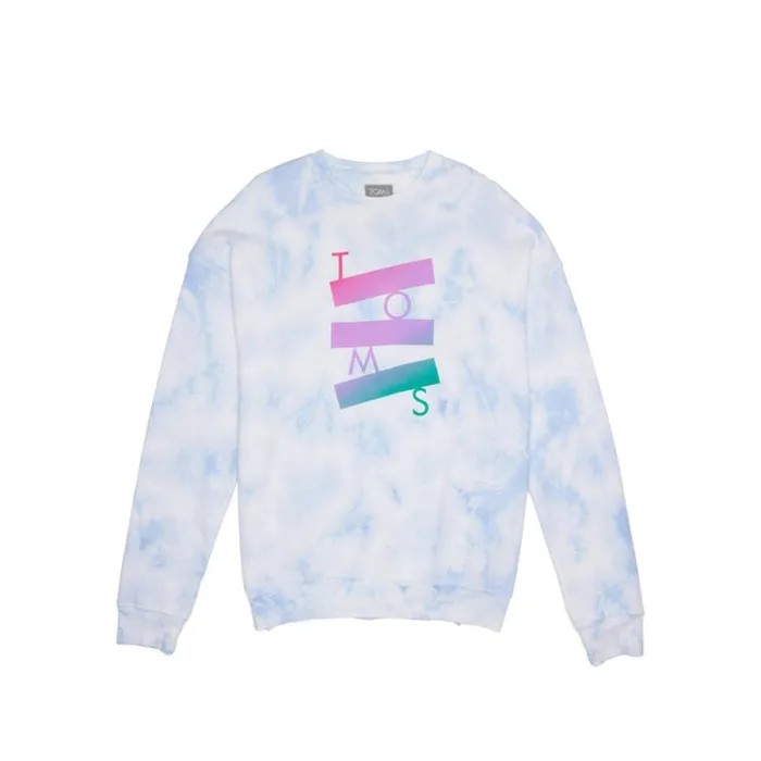 Toms Sweatshirts TOMS Fleece Crewneck Sweatshirt Blue Tiedye 8211 Gear
