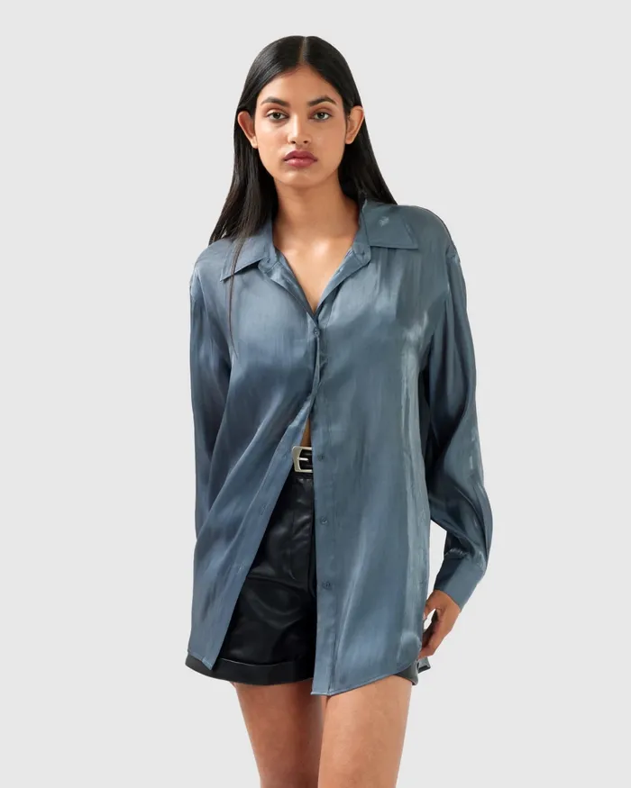 Tops Belle and Bloom Women Back To You Irredescent Shirt 8211 Slate