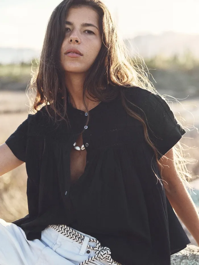 Tops Black Louelle Top 8211 XRENA Women Tops Black Louelle Top 8211 XRENA Women
