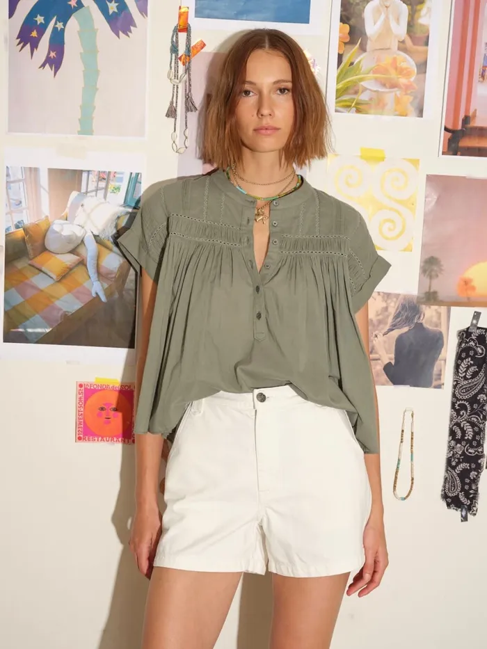 Tops Green Army Louelle Top XRENA Women Tops Green Army Louelle Top XRENA Women