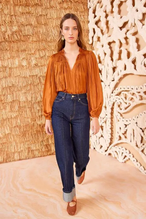 Tops Women Ulla Johnson Freja Blouse Amber