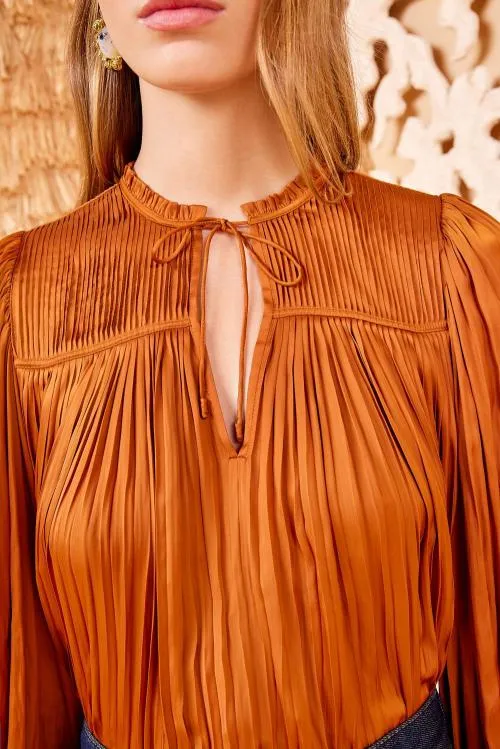 Tops Women Ulla Johnson Freja Blouse Amber Tops Women Ulla Johnson Freja Blouse Amber