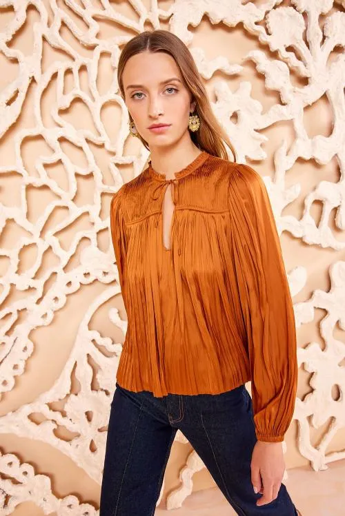 Tops Women Ulla Johnson Freja Blouse Amber Tops Women Ulla Johnson Freja Blouse Amber