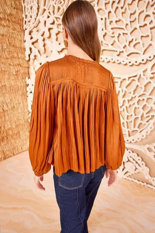 Tops Women Ulla Johnson Freja Blouse Amber Tops Women Ulla Johnson Freja Blouse Amber