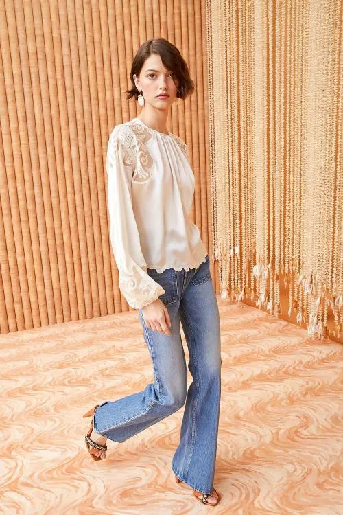 Tops Women Ulla Johnson Mathilde Blouse Cowrie Tops Women Ulla Johnson Mathilde Blouse Cowrie