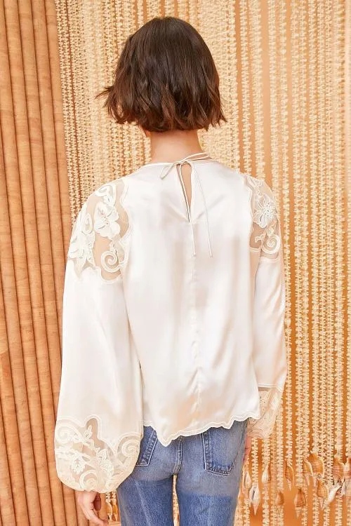 Tops Women Ulla Johnson Mathilde Blouse Cowrie Tops Women Ulla Johnson Mathilde Blouse Cowrie