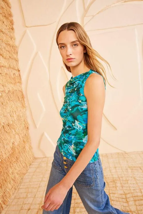 Tops Women Ulla Johnson Medea Top Azul Tops Women Ulla Johnson Medea Top Azul