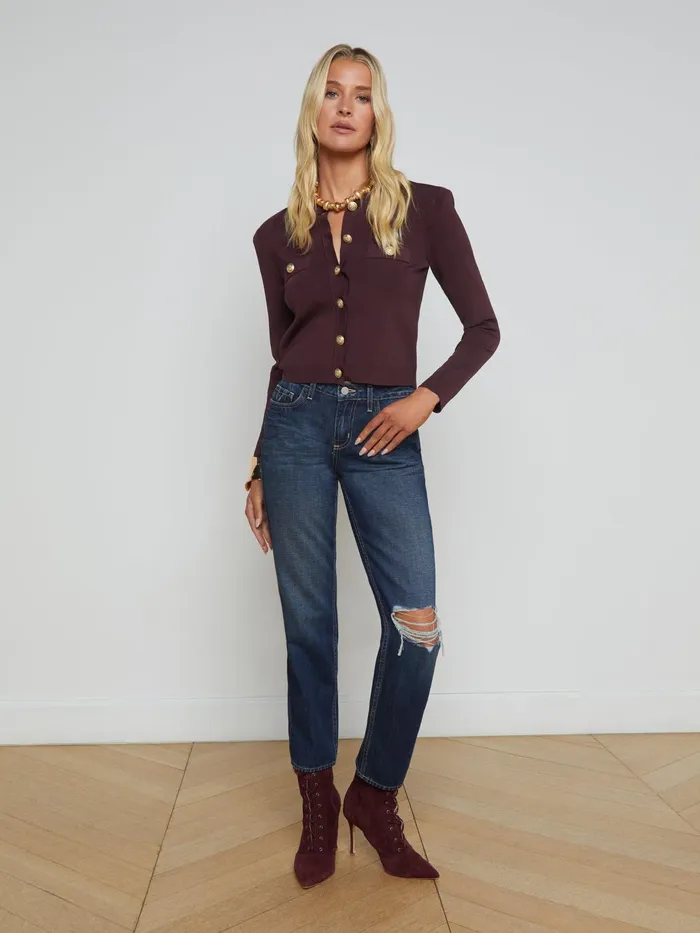 Toulouse Cardigan Dark Syrahgold Women L039Agence Knitwear Toulouse Cardigan Dark Syrahgold Women L039Agence Knitwear