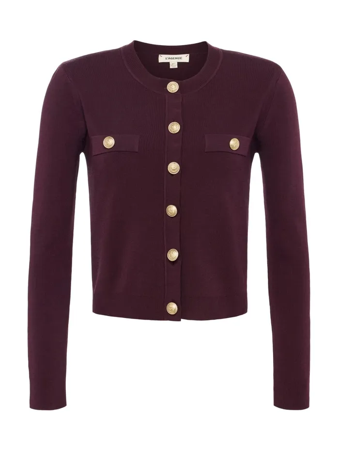 Toulouse Cardigan Dark Syrahgold Women L039Agence Knitwear Toulouse Cardigan Dark Syrahgold Women L039Agence Knitwear
