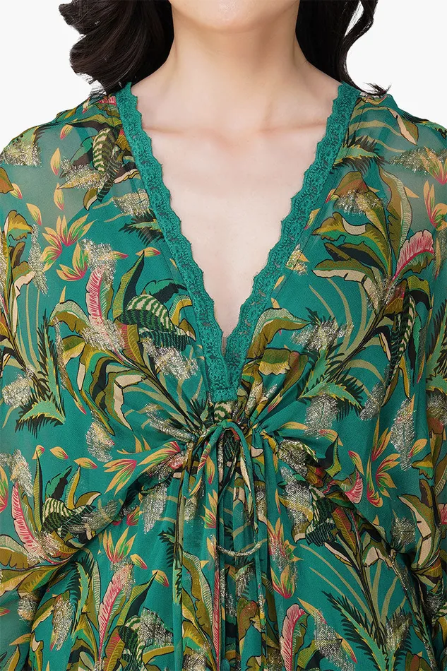 Tropical Ash Leaf Printed Maxi Dress Tropical Ash Leaf Printed Maxi Dress