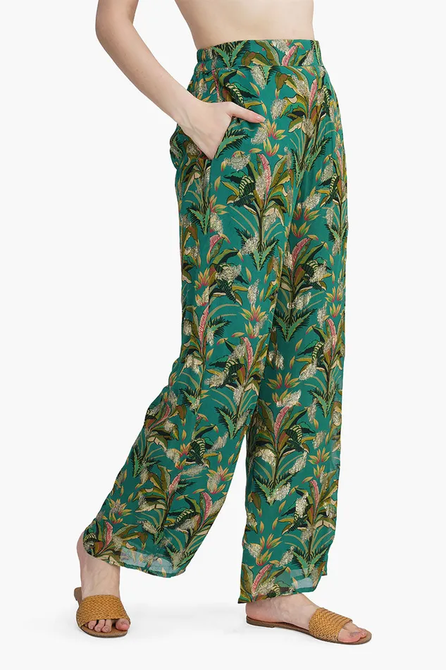 Tropical Ash Leaf Printed Pants Tropical Ash Leaf Printed Pants