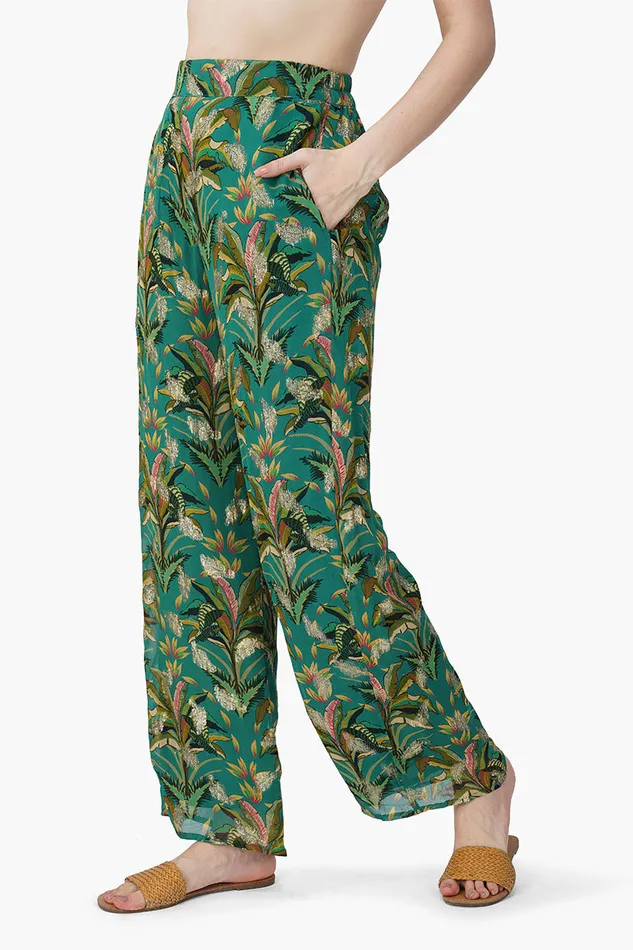 Tropical Ash Leaf Printed Pants Tropical Ash Leaf Printed Pants