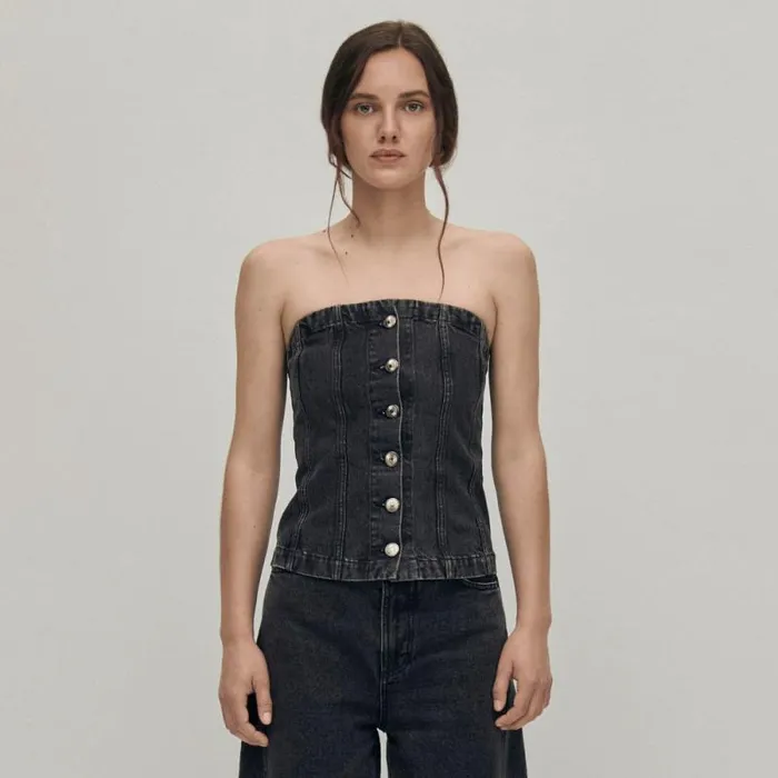 Troyes Black Denim Tank Women ALOHAS Tops