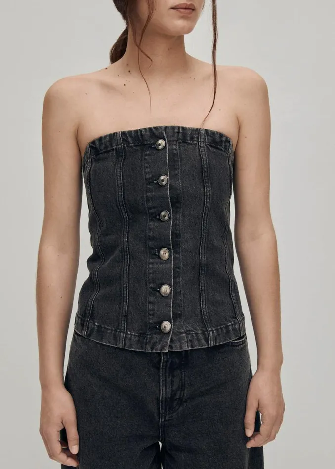 Troyes Black Denim Tank Women ALOHAS Tops