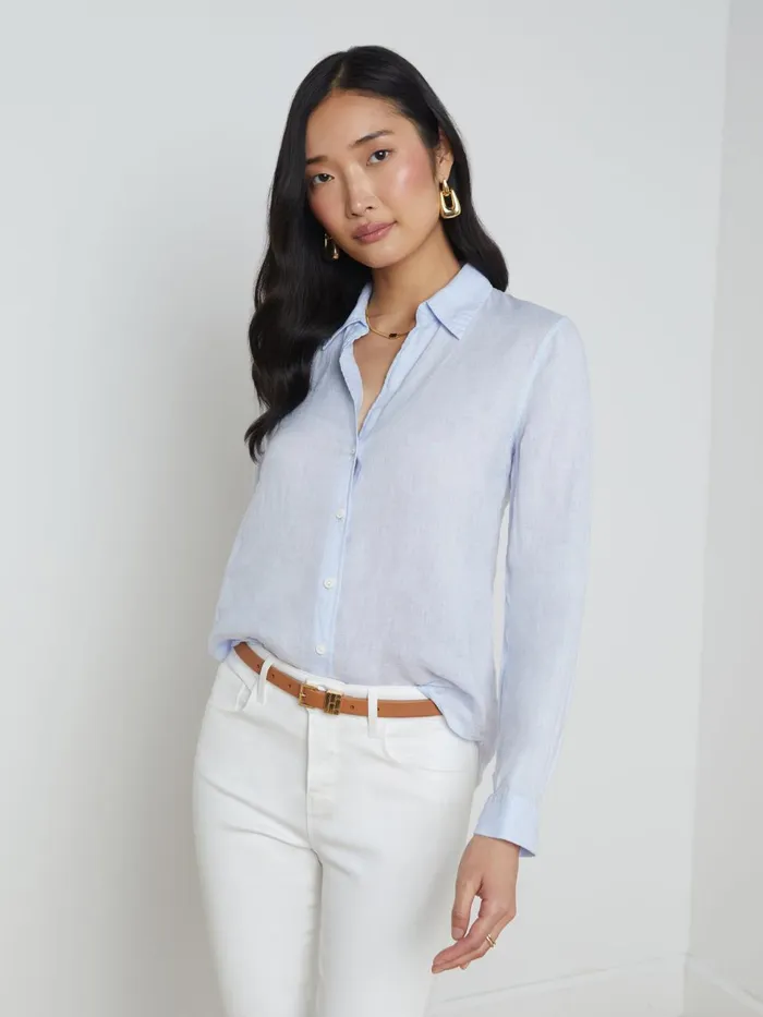 Tyler Linen Blouse Cornflower Women L039Agence Blouses and Tops