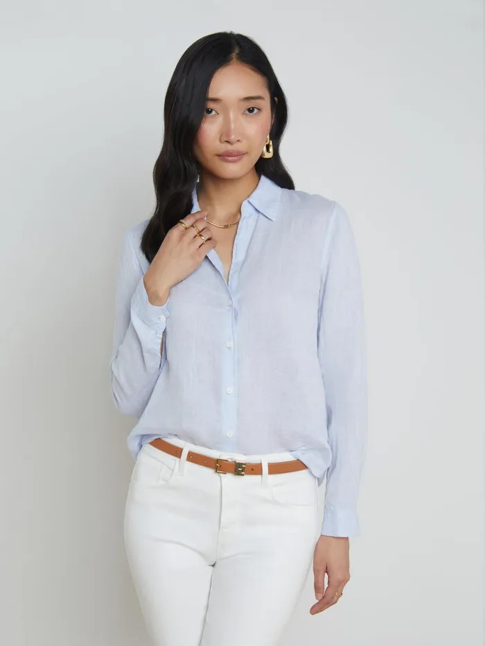 Tyler Linen Blouse Cornflower Women L039Agence Blouses and Tops