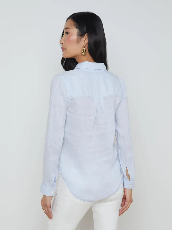 Tyler Linen Blouse Cornflower Women L039Agence Blouses and Tops