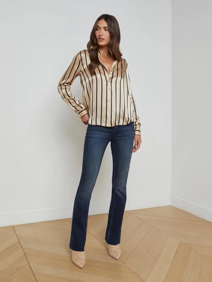 Tyler Silk Blouse Almondblack Stripe Women L039Agence Blouses and Tops Tyler Silk Blouse Almondblack Stripe Women L039Agence Blouses and Tops