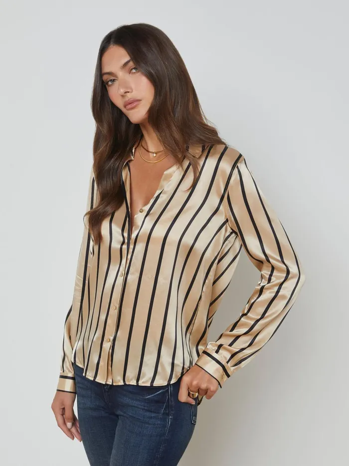 Tyler Silk Blouse Almondblack Stripe Women L039Agence Blouses and Tops Tyler Silk Blouse Almondblack Stripe Women L039Agence Blouses and Tops