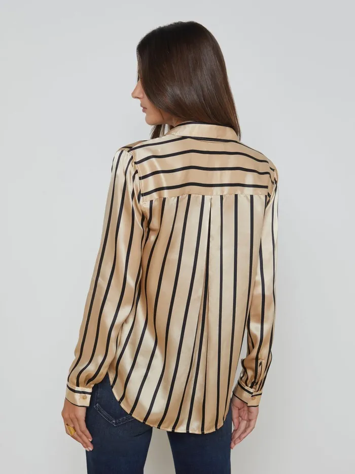 Tyler Silk Blouse Almondblack Stripe Women L039Agence Blouses and Tops Tyler Silk Blouse Almondblack Stripe Women L039Agence Blouses and Tops